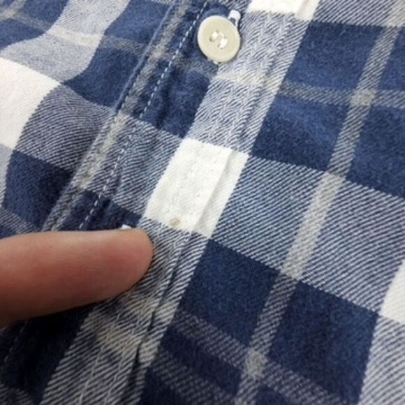 CP SHADES Cecilia Tunic Plaid Button Down Long Sleeve Shirt Navy Lagenlook Boho - Picture 6 of 8